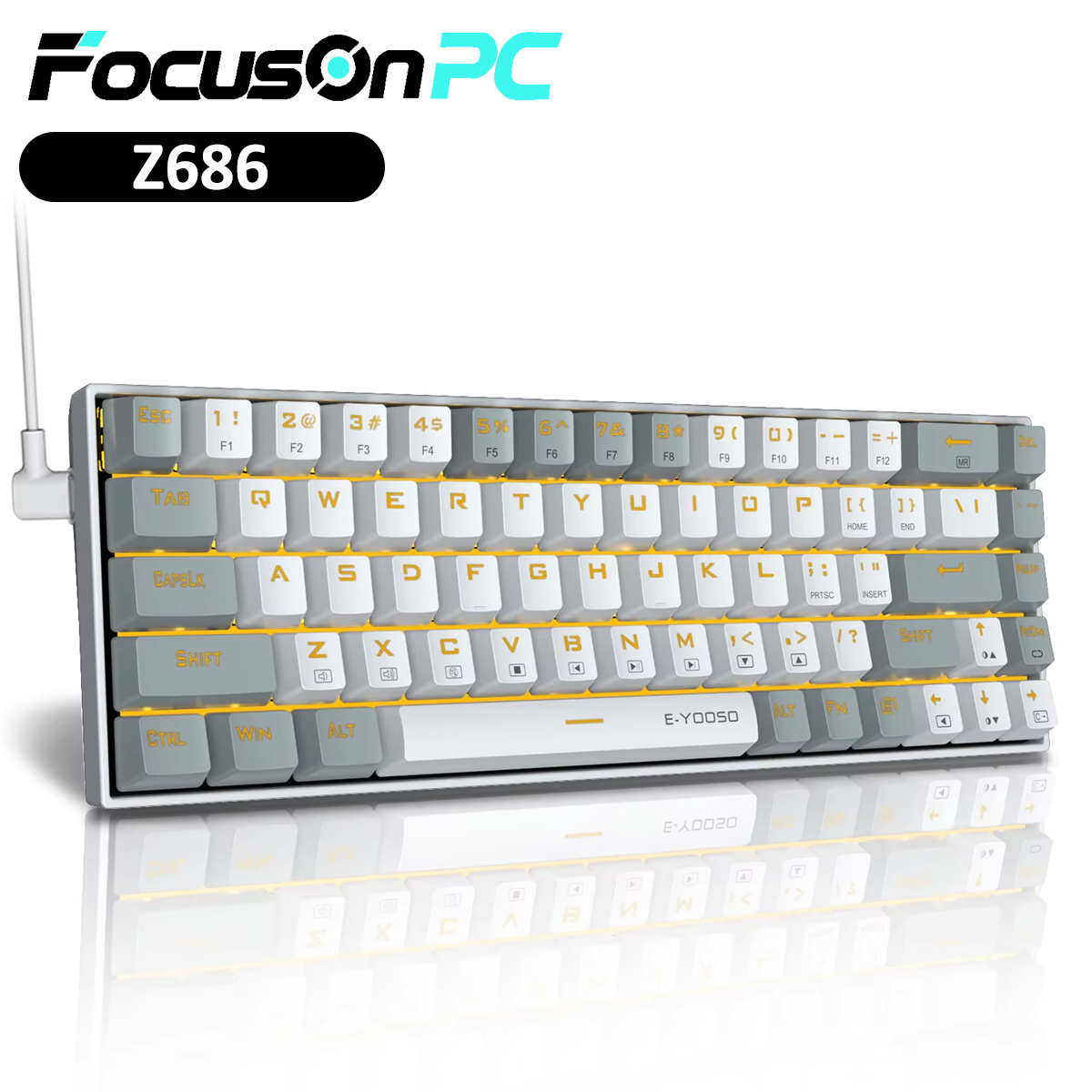 Keyboard Gaming Blue Switch - FocusOnPC Z686 USB Mini Slim Mechanical