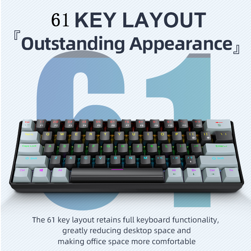 APAYADO K61 Mechanical Gaming  - đánh giá và giá Keyboard Gaming Blue Switch